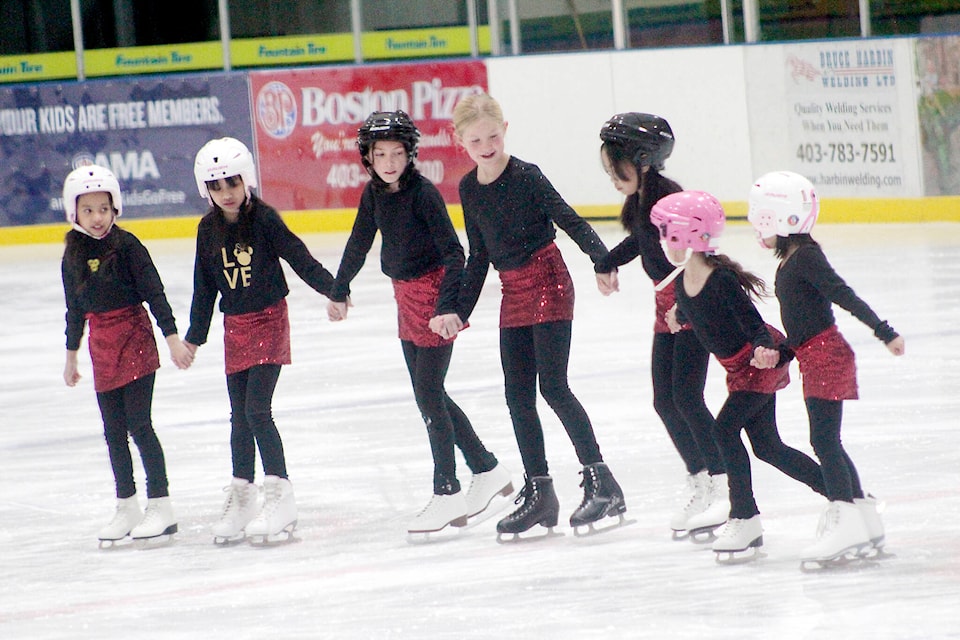 Skate Ponoka held its annual Charity Skate at the Ponoka Arena Complex on Dec. 17. Pictured here, the jumpstart group, ages six to 11, performs a number. (Photos by Emily Jaycox/Ponoka News)
