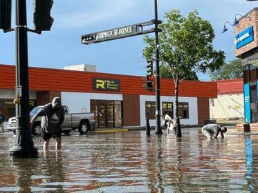 The storm caused flash flooding in downtown Ponoka on July 16. (Photos submitted)