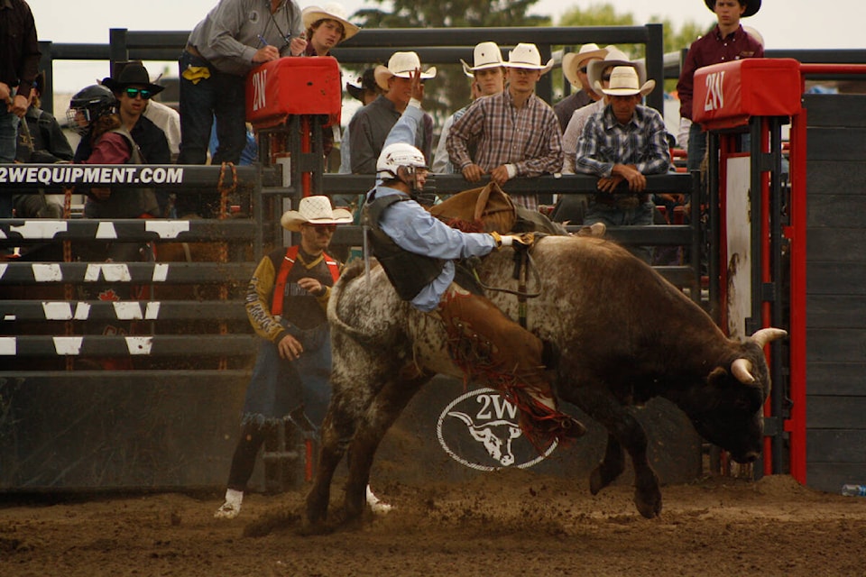 Brenden Kasinec recovers from almost getting bucked off.(Carson Ellis photo)