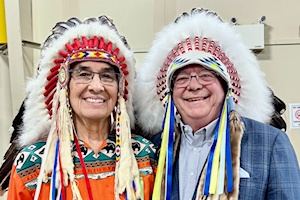 Bob Steadward honoured with Cree name and headdress in Maskwacis