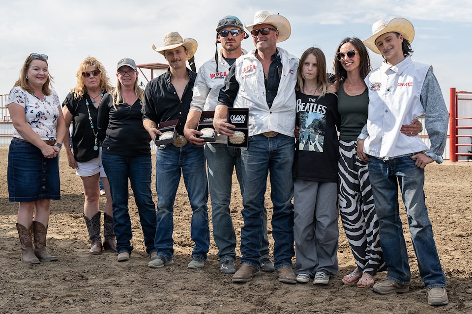 Jason Glass, centre, won the Century Downs Winners' Zone Series as well as aggregate champion at the Wild West WPCA World Chuckwagon Championship in Ponoka.