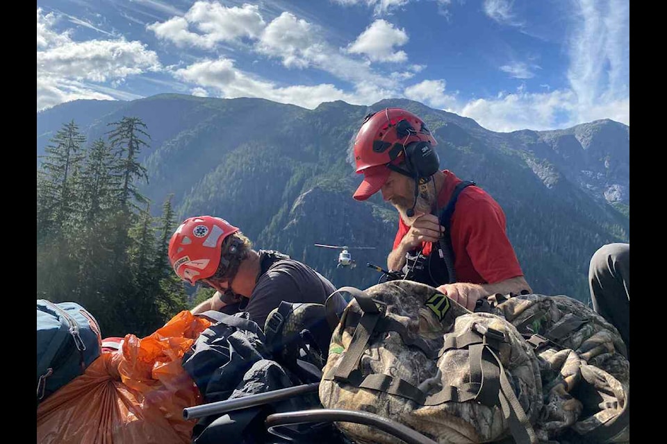 Prince Rupert Ground Search and Rescue rescued an injured hunter who had fallen 300 feet over the weekend.