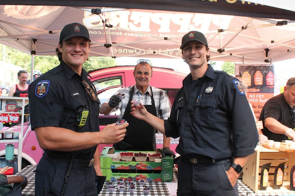 Firefighters showed up on their lunch break for the Local Island Showcase.