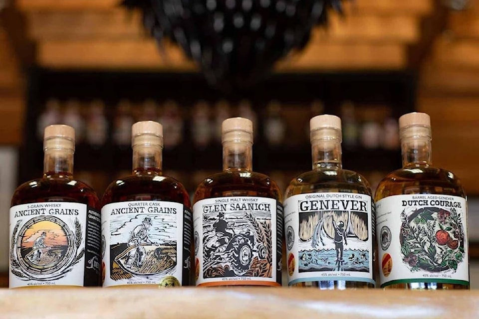Devine Distillery's distinctive branding was designed by artist Margaret Hanson.