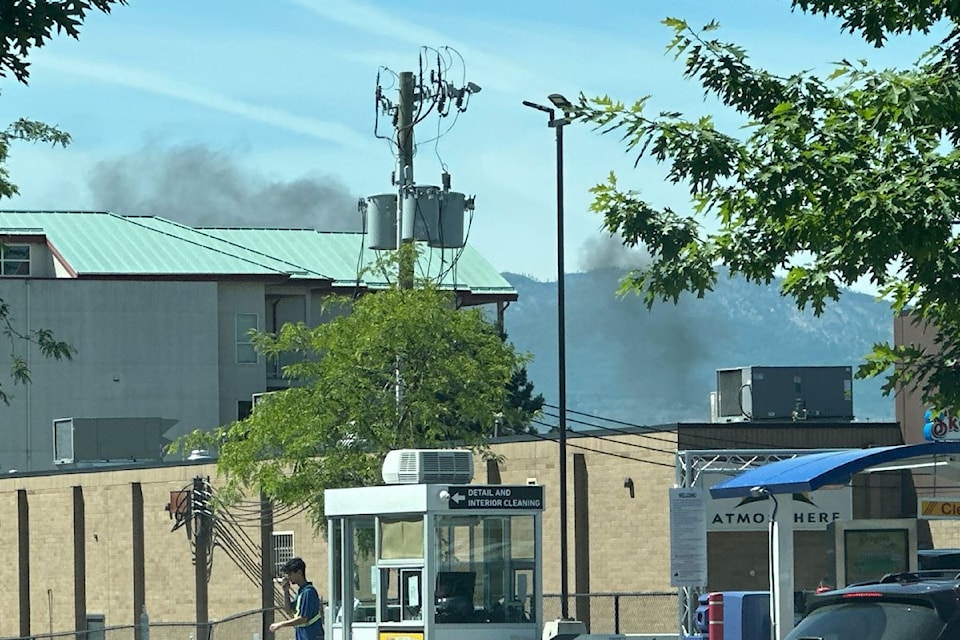 Smoke appears, as a grass fire has started near 2500 Benvoulin Rd in 鶹ѡ