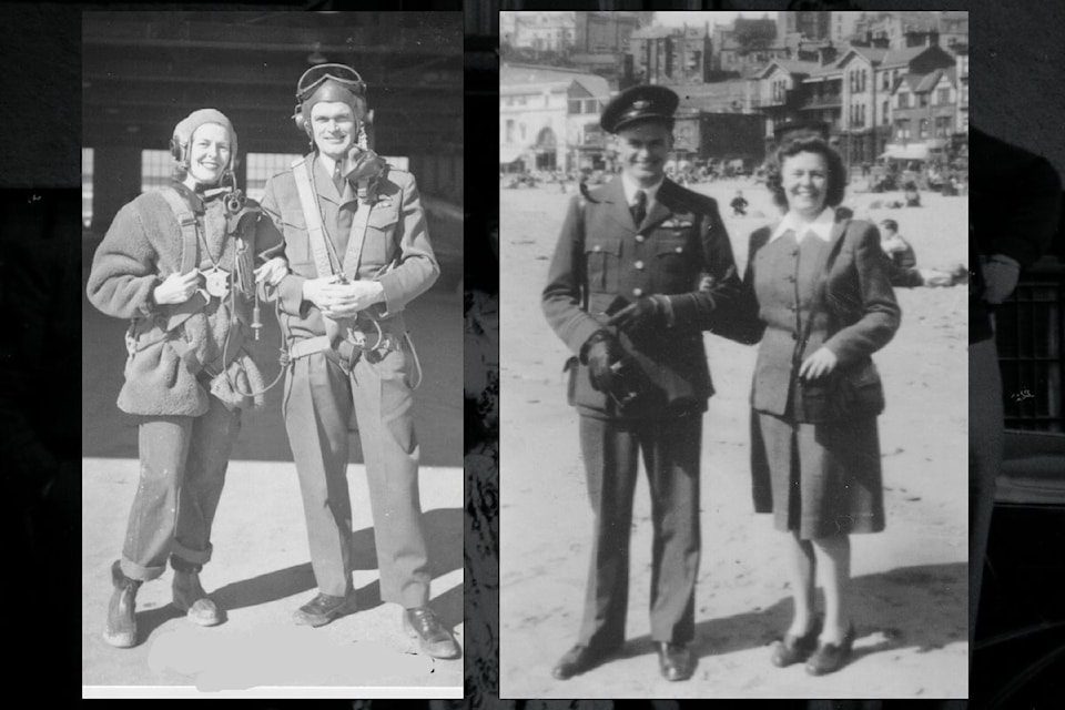 Hilda and her beau, Lew Duddridge, in flying outfits.