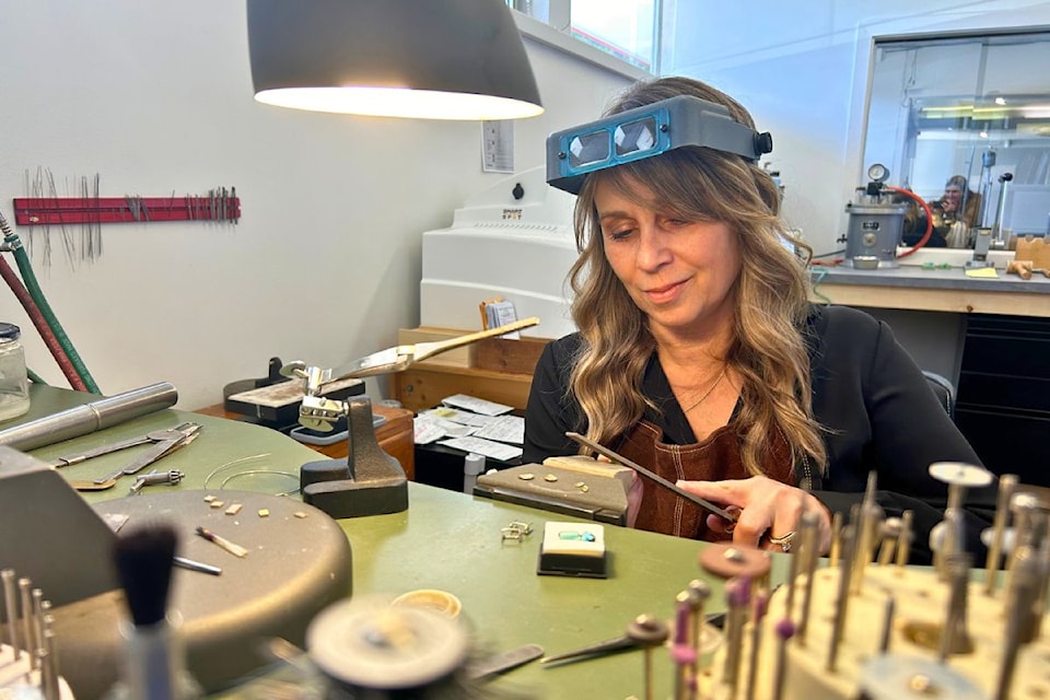 Tara Blokzyl, owner of Kanaka Fine Jewellers in Oak Bay, in her workshop