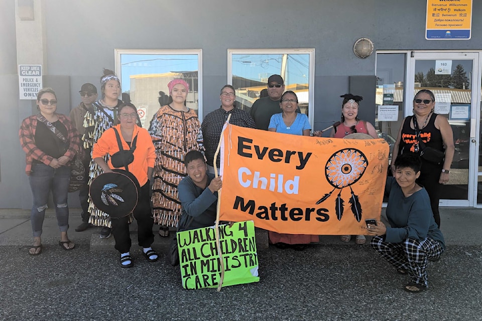 A group of supporters gathered outside the MCFD office in Quesnel Wednesday (Aug. 28)