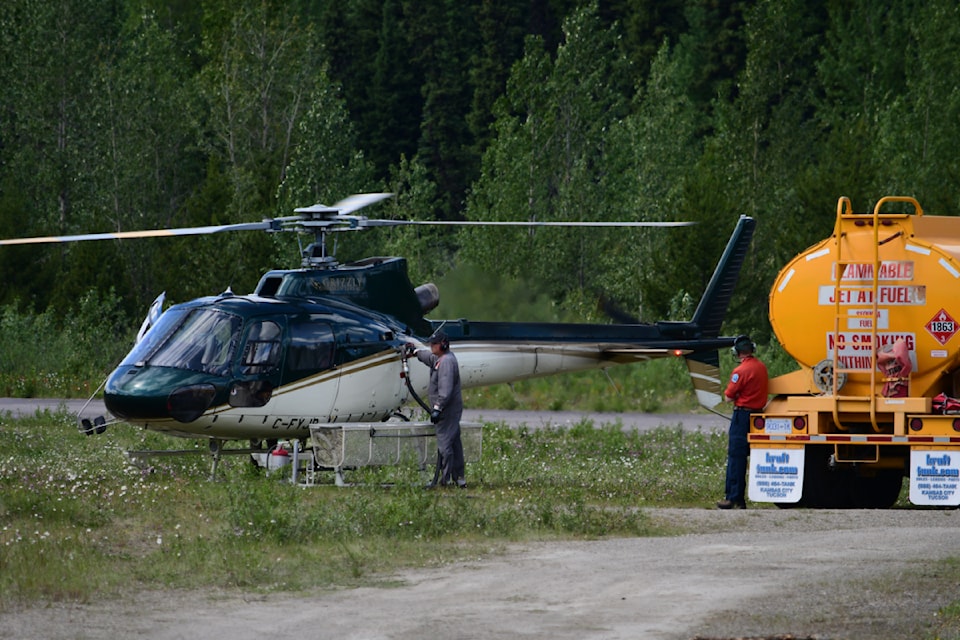 A fuel tanker truck was brought in to help keep the wildfire service helicopters flying.