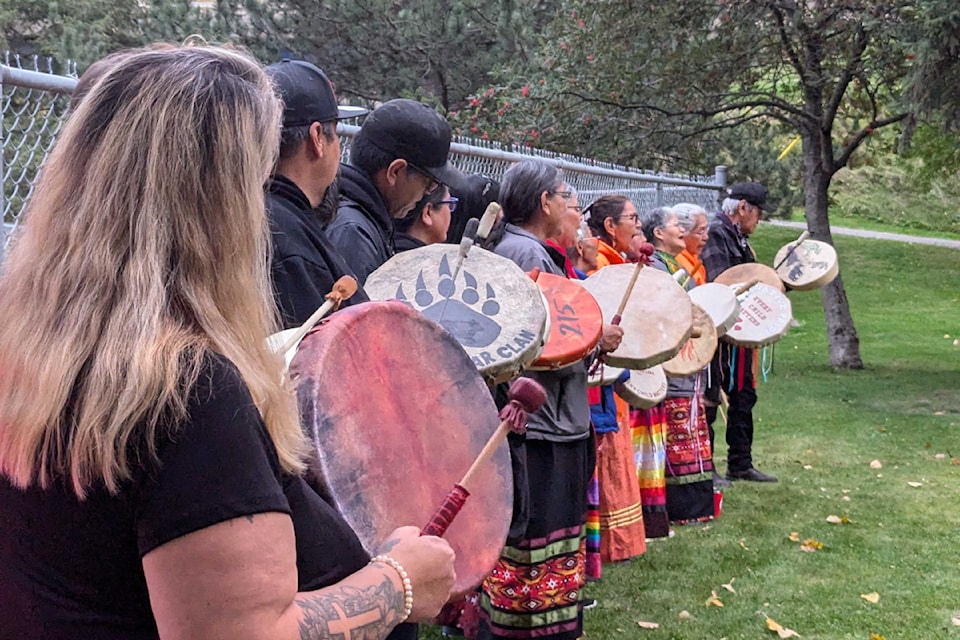 Drummers, both men and women, shared support for missing and murdered women. It was acknowledged at the event that Indigenous women face much higher rates of violence.