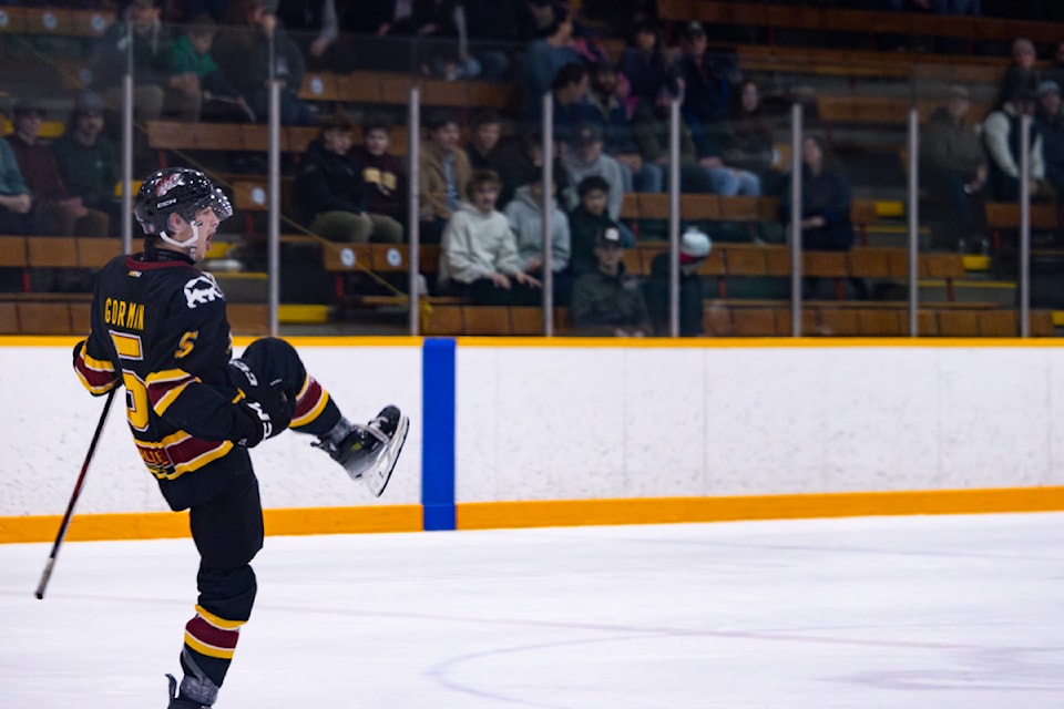 Lynden Donald-Gorman celebrates after scoring the first goal of the shootout in Saturday's game.