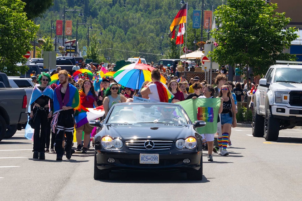 Parade-goers fill the streets of downtown Quesnel.