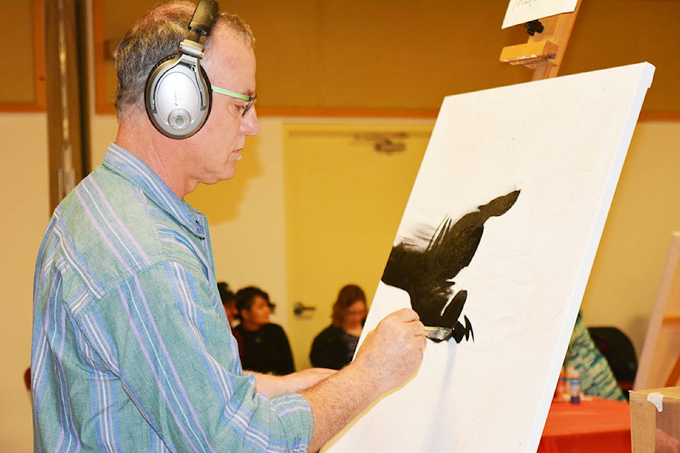 Keith Prestone competes in the Paint and Sketch Competition April 6. Prestone won this round and went on to win the event. Lindsay Chung photo