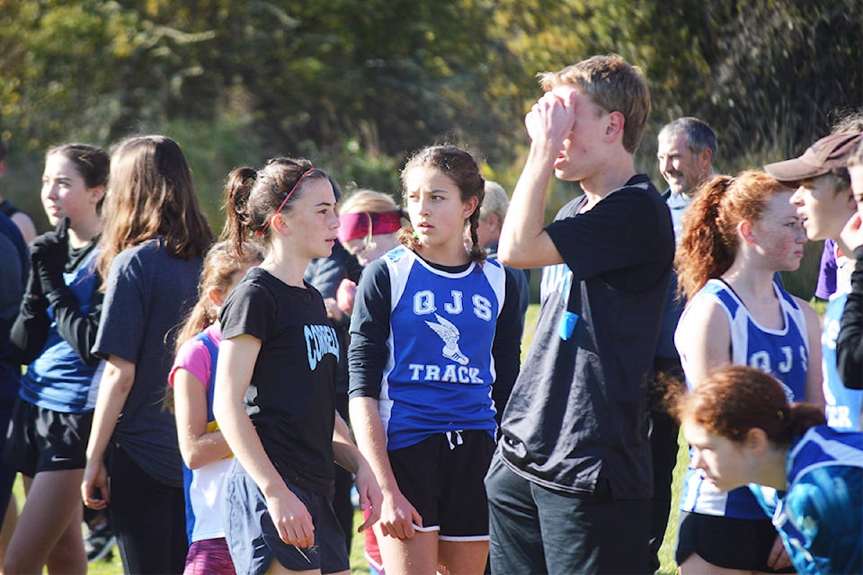 Quesnel runners gather at the starting before the race Saturday, Oct. 5 at West Fraser Timber Park. Ronan O’Doherty photos