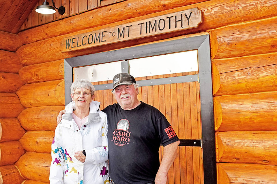 Greg Sabatino photo Cariboo Chilcotin MLA Donna Barnett stands alongside Lac La Hache’s Larry Henderson — one half of Mt. Timothy Recreation Resort’s new ownership group, KevLar Development Group — during an unveiling of an estimated $800,000 work conducted since they purchased the ski area in March of 2019. For story and photos see pages A16-17.
