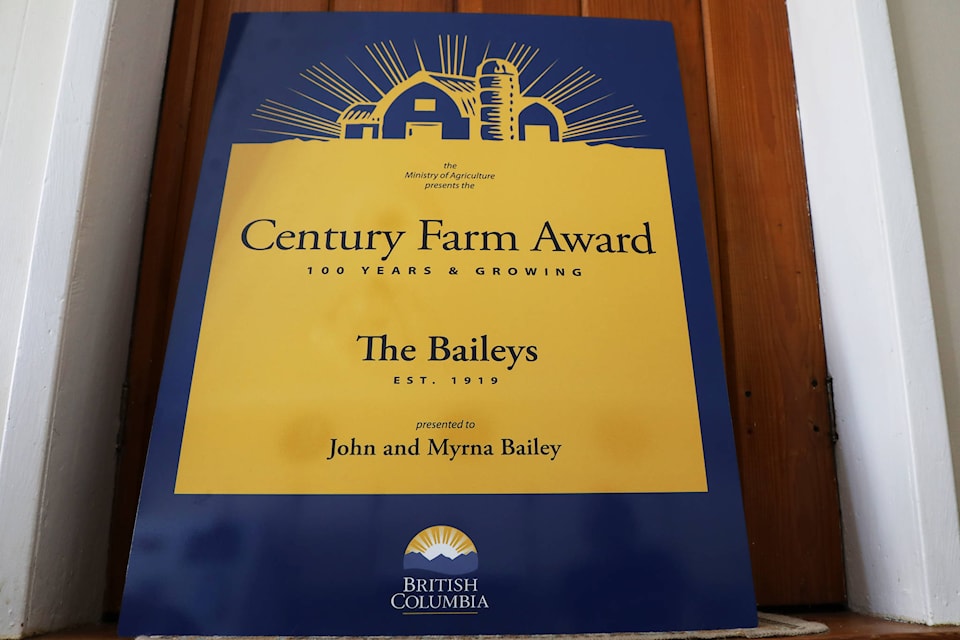 The Bailey’s received the Century Farm Award by the Ministry of Agriculture for 100 years of farming within the same family. (Aman Parhar/Omineca Express)