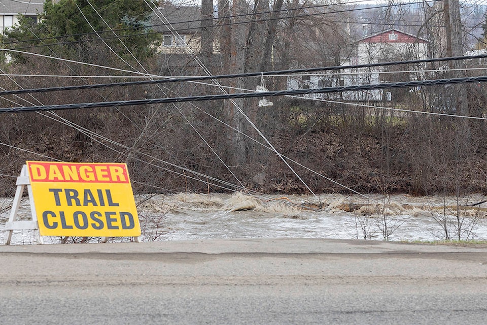Flooding and downed power lines along Baker Creek left more than 600 West Quesnel residents and businesses without power for much of the day Thursday, April 23. (Sasha Sefter - Quesnel Cariboo Observer)