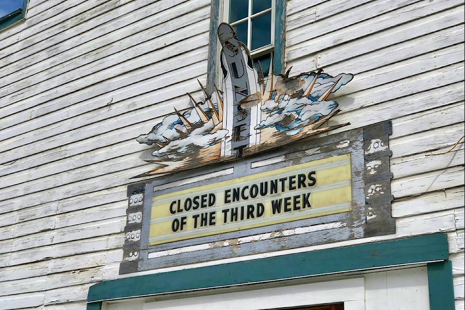 The Sunset Theatre marquee three weeks into the pandemic. (Dirk Van Stralen photo)