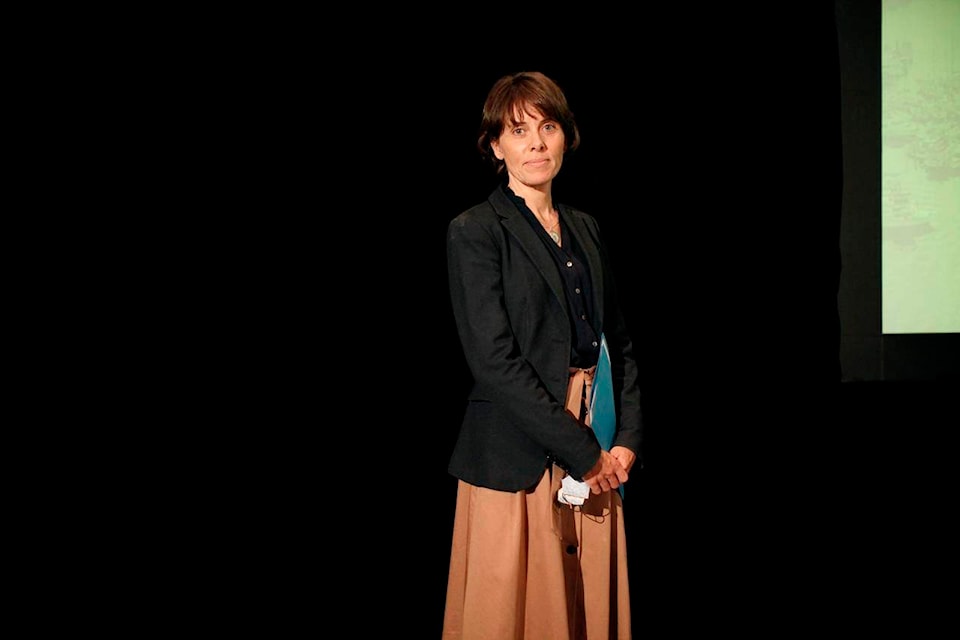 B.C. Green Party Leader Sonia Furstenau stands by before delivering her victory speech during a press event in Victoria, Monday, Sept. 14, 2020. THE CANADIAN PRESS/Chad Hipolito