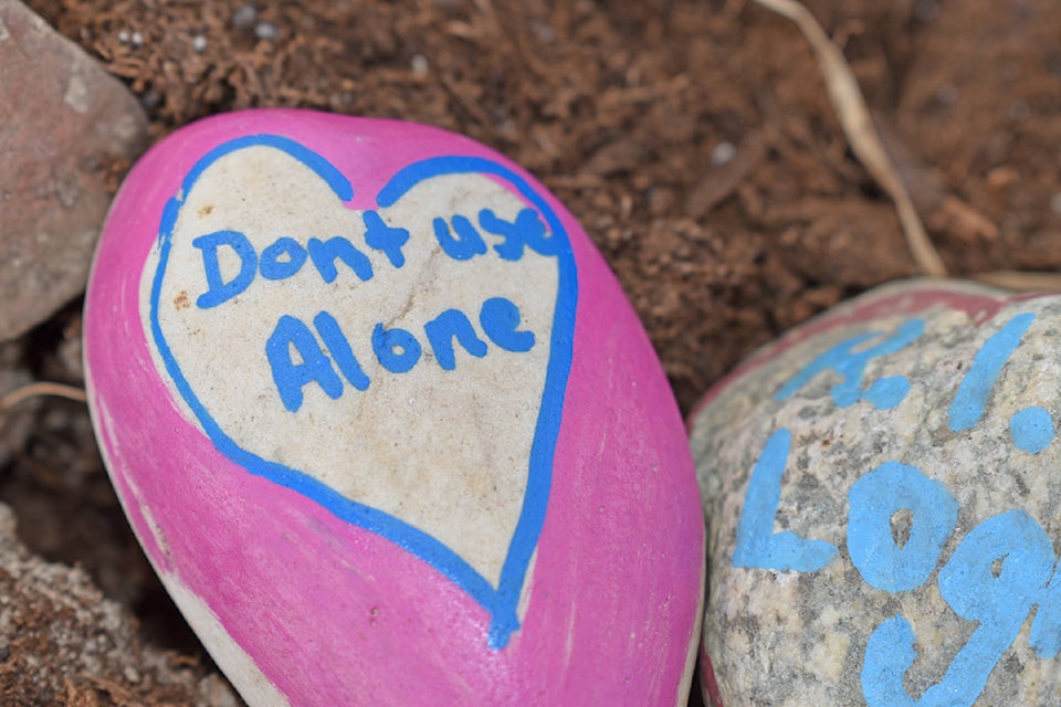 Painted rocks memorializing loved ones lost have been added to what will be a community garden at CSUN. (Rebecca Dyok photo)