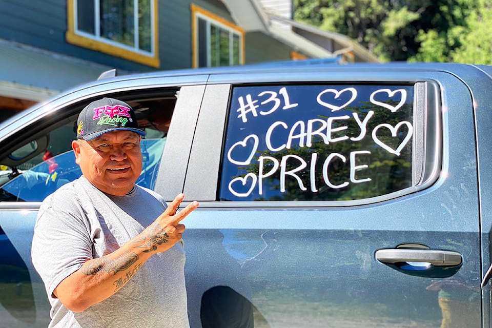 Roger Harris of Bella Coola displays where his allegiance lays as the Montreal Canadiens prepare to take on the Tampa Bay Lightning in Game 1 of the Stanley Cup finals June 28, 2021. (Angie Mindus photo)