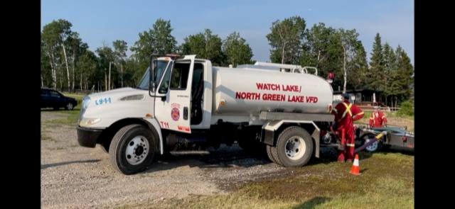 The Watch Lake-North Green Lake Volunteer Fire Department has been aiding BC Wildfire on the Flat Lake fire. (WLNGL photo -submitted).
