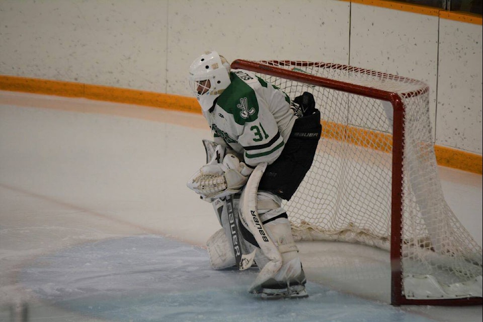 Stampeders goalie Willie Sellars. (Monica Lamb-Yorski photo - Williams Lake Tribune)