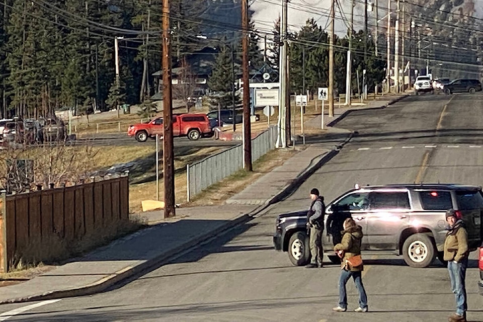 Williams Lake RCMP are on scene near Lake City Secondary School Columneetza campus where staff and students are under lock-down due to a firearm-related investigation Friday, Nov. 19. (Angie Mindus photo - Williams Lake Tribune)