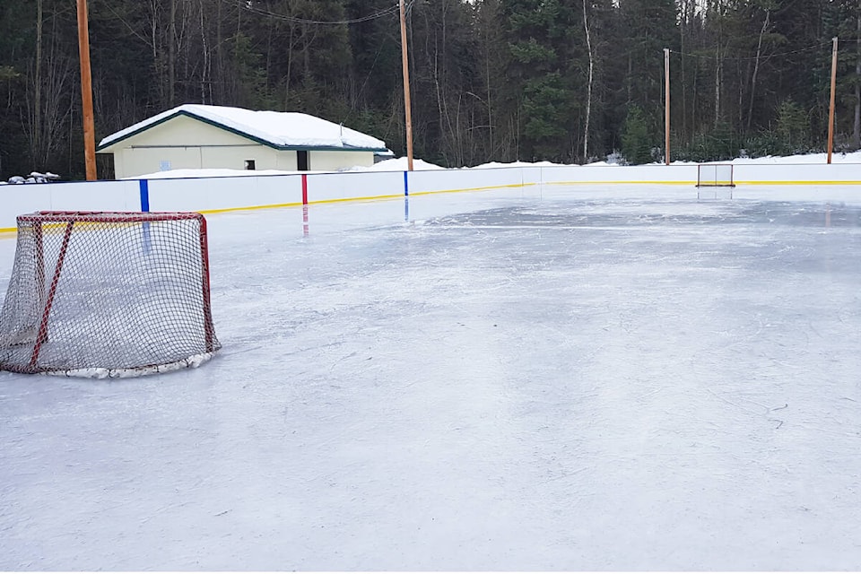 An official opening for the Bouchie Lake rink was held Saturday, Feb. 19 as a major upgrade is almost complete. The rink was created over two decades ago primarily with the help of Bouchie Lake volunteer firefighters, noted the CRD. (Photo submitted)