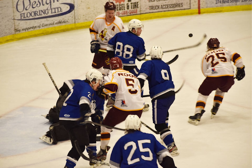 The Quesnel Kangaroos defeated the Terrace River Kings 8-4 on Saturday, March 12 at the West Fraser Centre. (Rebecca Dyok photo — Quesnel Cariboo Observer photo)