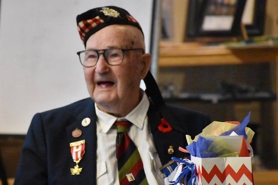 Bill Stevens turned 100 on Tuesday, May 10. (Rebecca Dyok photo — Quesnel Cariboo Observer)