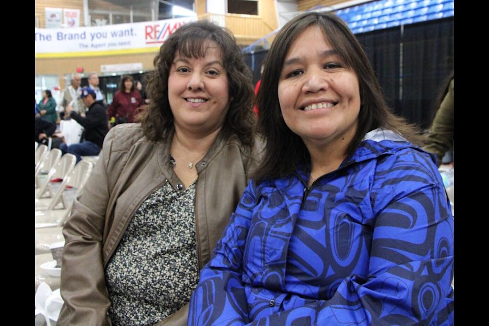 Chief Sheri Sellars of the Soda Creek Bank and Chief Helen Henderson of the Canim Lake Band attend the 2022 NStQ’s Citizen’s Assembly. (Patrick Davies photo - 100 Mile Free Press)