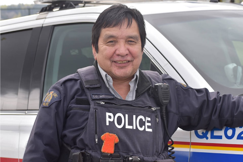 Quesnel RCMP Indigenous Policing Services Cst. Chester Williams is nearing two years with the detachment in Quesnel. In his spare time he loves being with his four small grandchildren. (Rebecca Dyok photo — Quesnel Observer)