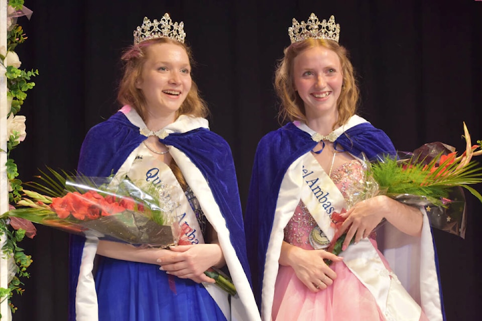 Nevaeh Kueber (left) and Jada Crossman (right) were named the 2022 Quesnel Ambassadors on Saturday, July 9. (Rebecca Dyok photo — Quesnel Observer)