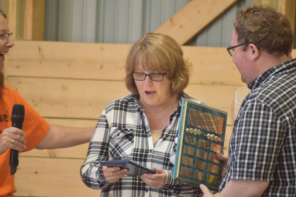 Elizabeth Ross received a volunteer of the year award and lifetime membership at the Quesnel Fall Fair on Saturday, Sept. 10. (Rebecca Dyok photo — Quesnel Observer)