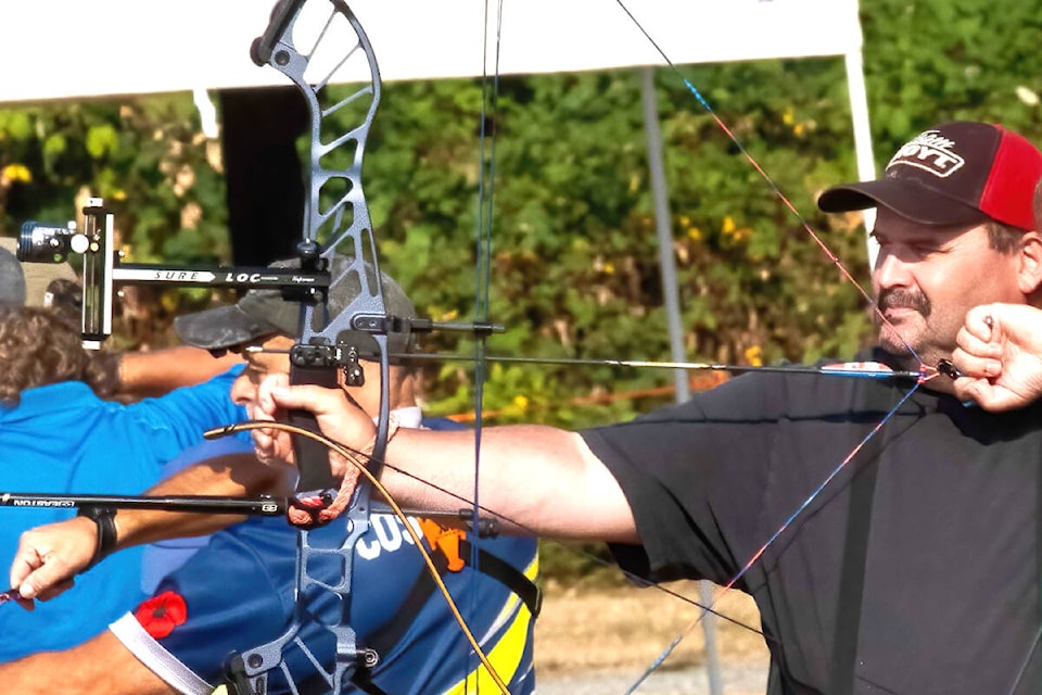 Dale Chapplow takes careful aim during the 55+ BC Games en route to his double gold medal result. (Photo courtesy 55+ BC Games)