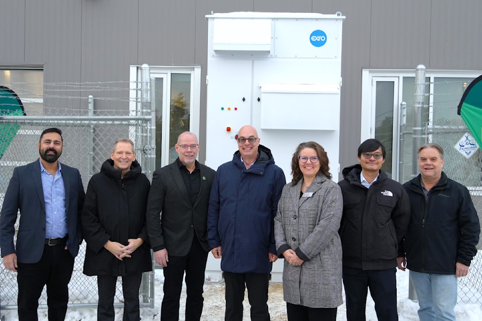 A ribbon-cutting ceremony was held Thursday, Dec. 12 for Exro Technologies Inc.'s first in-field Cell Driver Battery Energy Storage System at Red Deer Polytechnic.  (Photo by Sean McIntosh/Advocate staff)