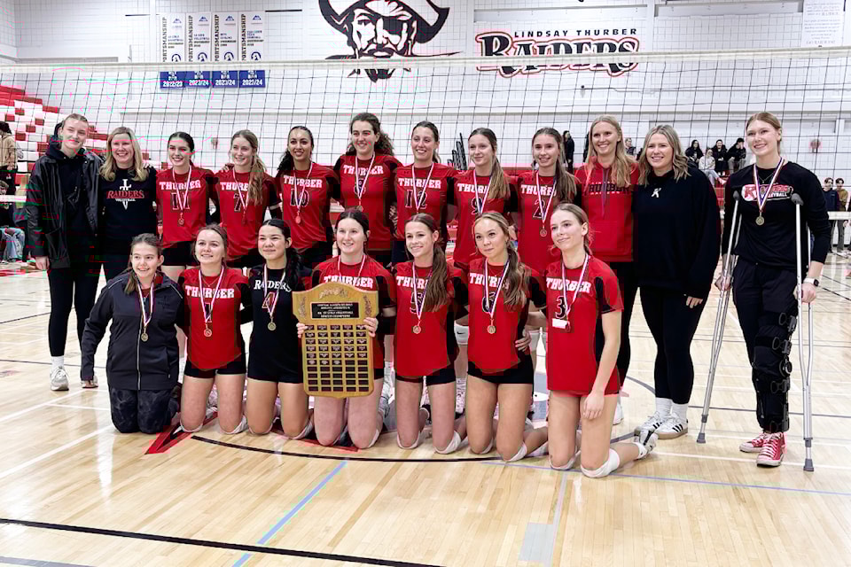 The Lindsay Thurber Raiders senior girls won the Central Alberta Schools Athletic Association zone championship on Thursday over the Notre Dame Cougars.