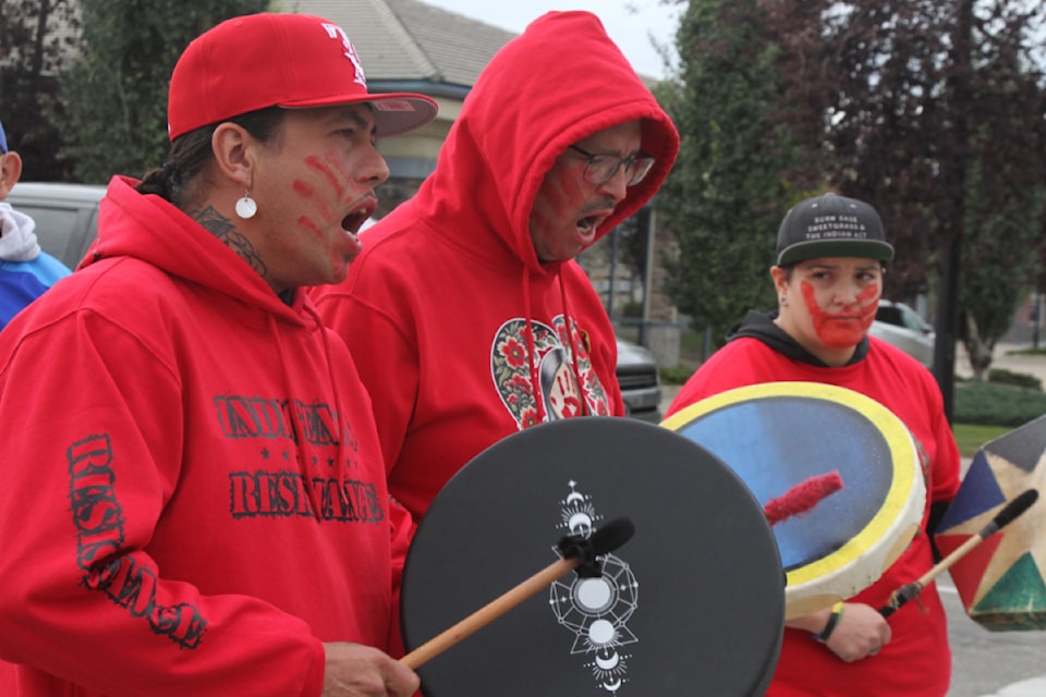 The Red Deer Native Friendship Society's annual Sisters in Spirit vigil began with a march through the city's downtown on Friday, Oct. 4. (Photo by Sean McIntosh/Advocate staff)