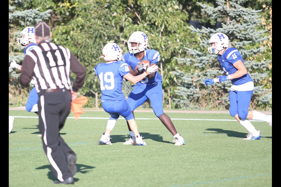 The Hunting Hills Lightning defeated the Sylvan Lake Lakers 18-13 on Friday night at Setters Place in Red Deer.