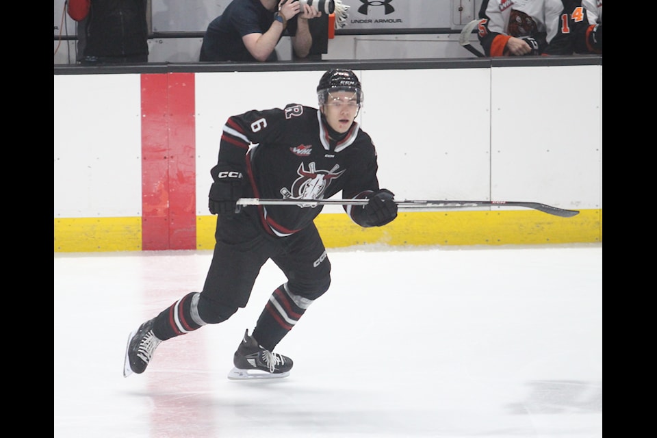 Rebels defenceman Matteo Fabrizi skates through the neutral zone last week in preseason action against the Medicine Hat Tigers at the Peavey Mart Centrium.