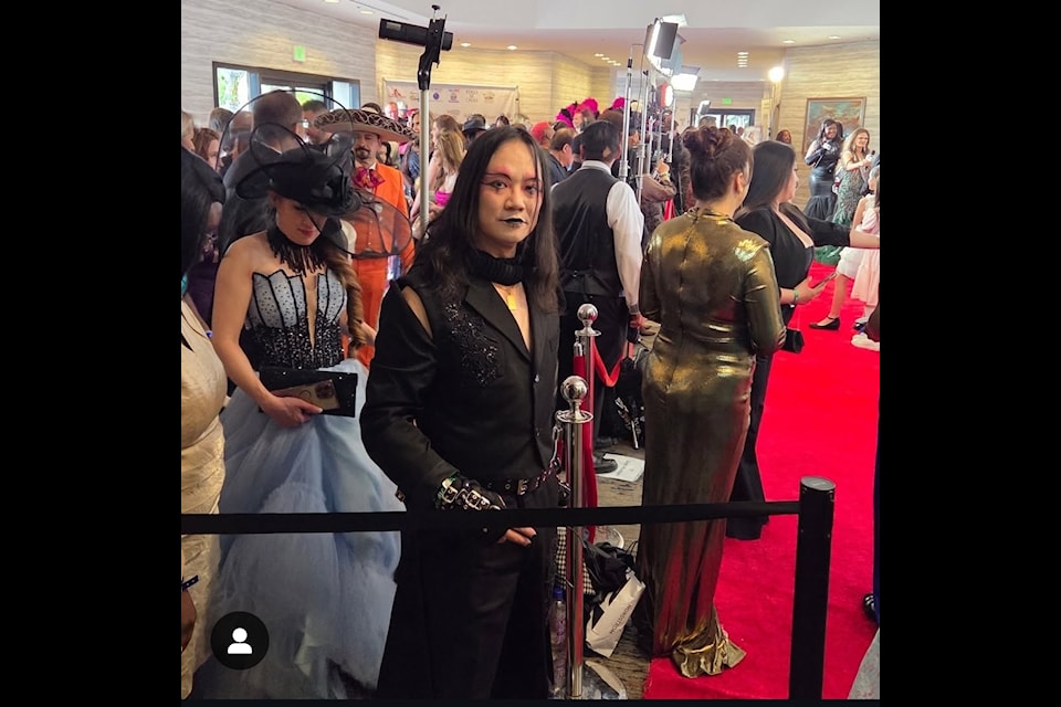 Innisfail fashion designer Elysia Baier of Tega Designs, created a one-of-kind suit for Calgary photographer Wilson Hui who attended the Luxury Viewing Gala and Awards for the Oscars. The gala was held at Hilton Hotel in Hollywood on March 2, 2025. (Contributed by photographer Grace Petovello, makeup artist Jhenne Nunes)