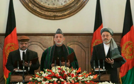 Hamid Karzai, Qasim Fahim, Karim Khalili