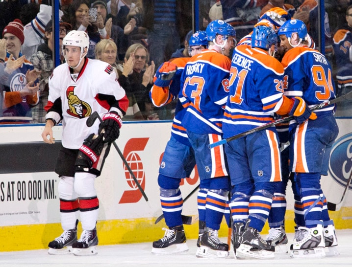 Kyle Turris, Nail Yakupov,Ales Hemsky, Andrew Ference, Ryan Smyth