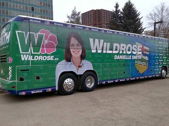 Danielle Smith campaign bus