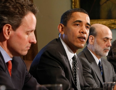 Barack Obama, Timothy Geithner, Ben Bernanke