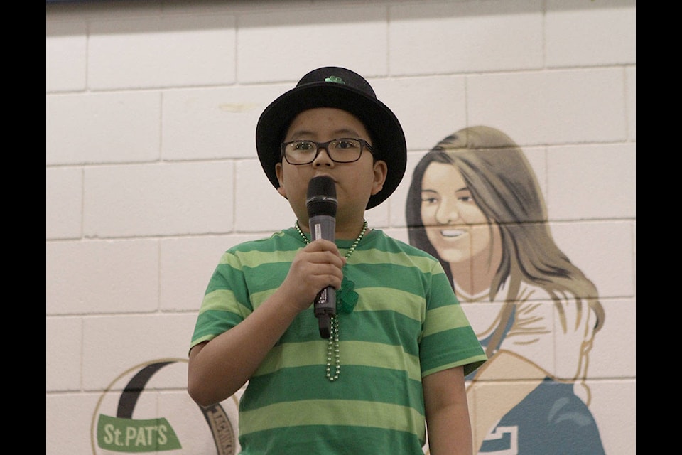 Roj Anthony sang all of the elements of the periodic table with musical accompaniment at the St. Patrick’s Community School’s talent show on Friday.