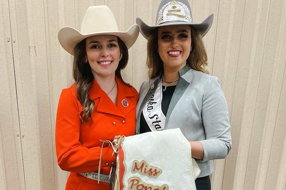 Miss Ponoka Stampede 2019 Naomi Akkermans, right, and Mackenzie Skeels, Miss Ponoka Stampede 2022. (Facebook/Ponoka Stampede)