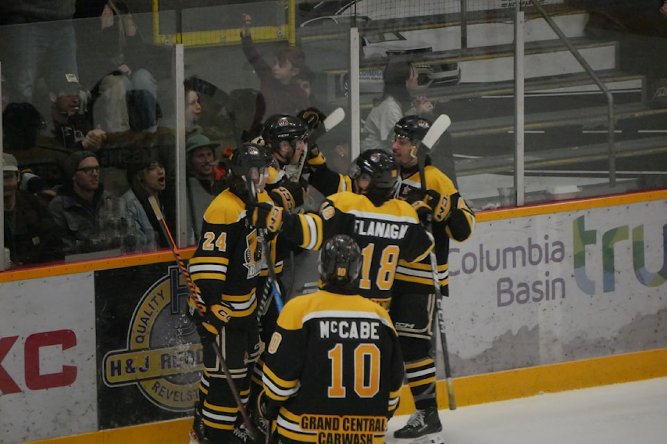The Revelstoke Grizzlies face the Grand Forks Border Bruins at the Revelstoke Forum on Saturday, April 12, losing 1-5.