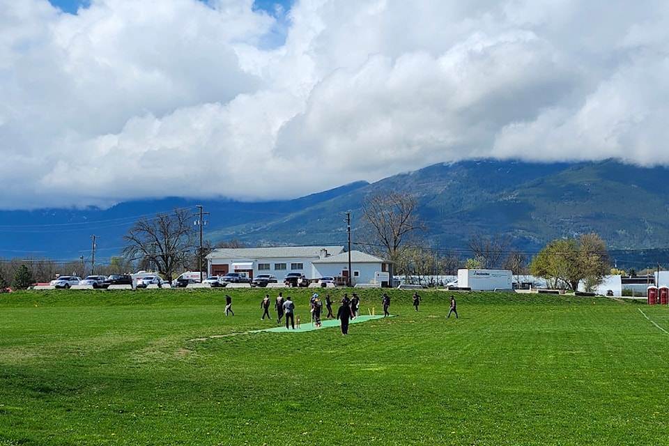 Revelstoke and Salmon Arm cricket clubs compete in their 2025 tournament opener at Salmon Arm's Safeway fields on Sunday, April 20.
